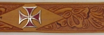 leather maltese cross belt detail