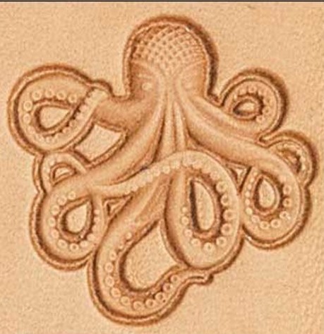octopus 3d stamp, leather stamp, leathercraft, leatherwork, leathercraft supplies